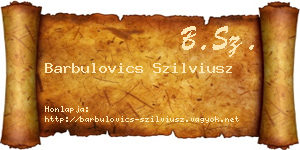 Barbulovics Szilviusz névjegykártya